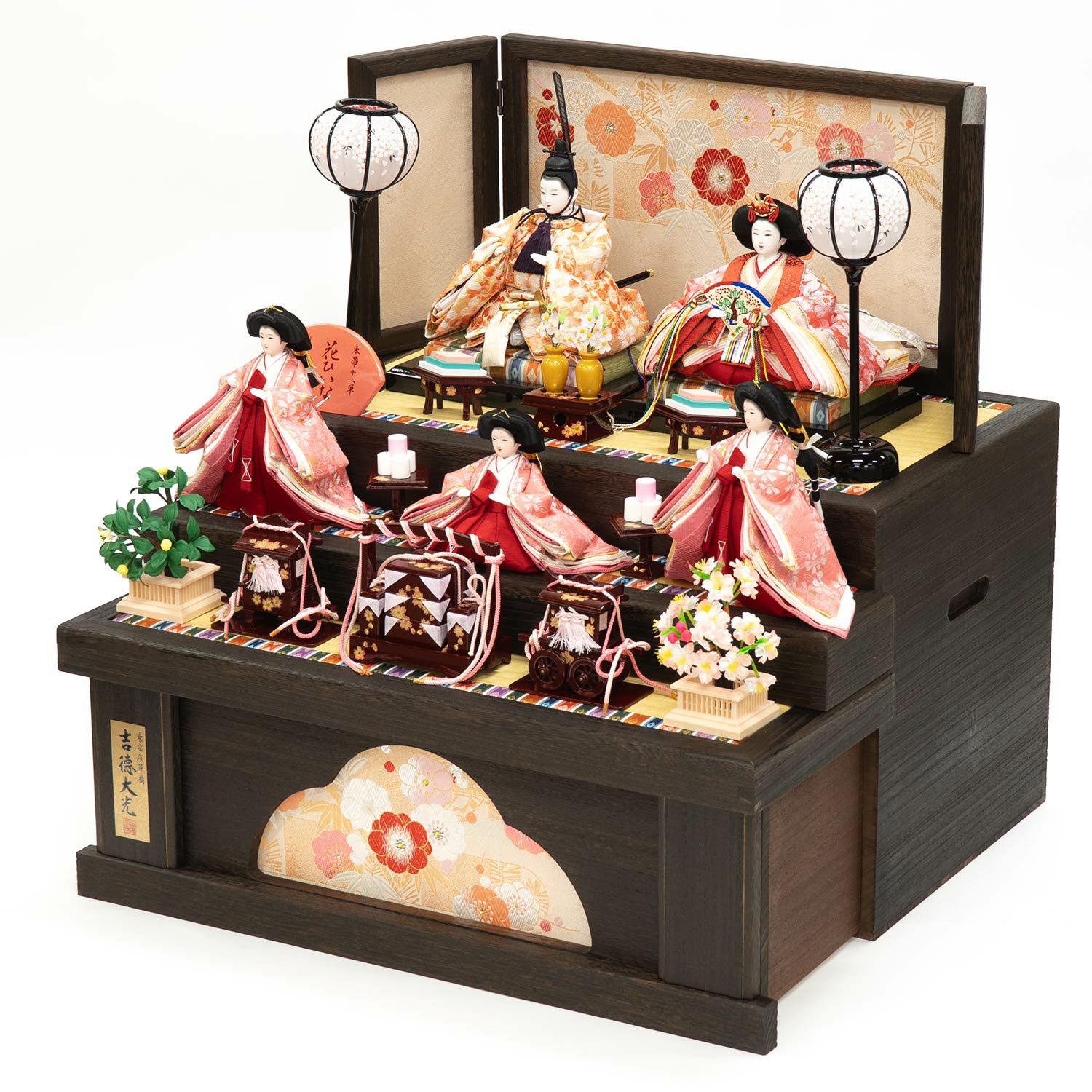 雛人形】小三五親王小芥子官女五人収納箱飾り 花ひいな | 雛人形