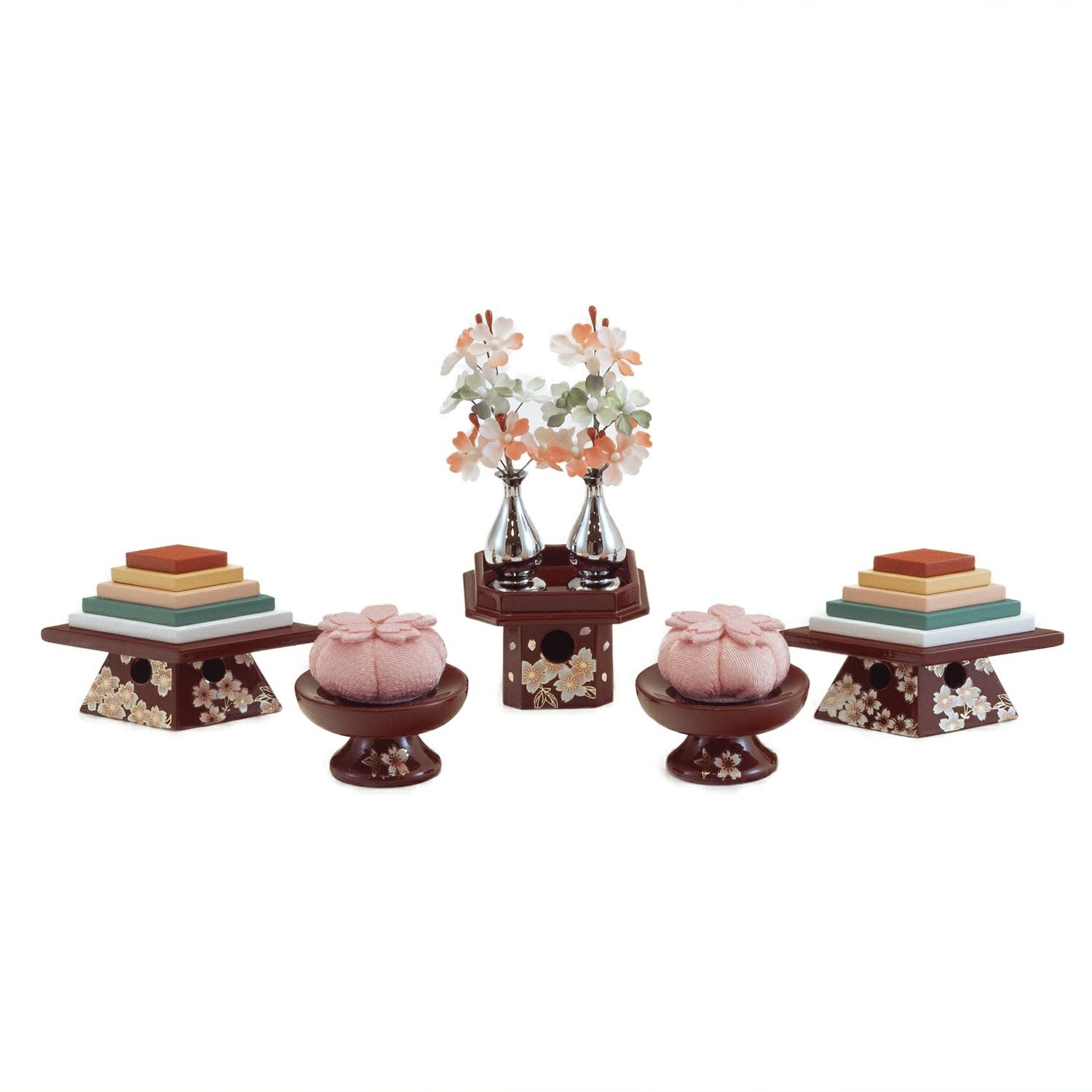 雛人形】小三五親王小芥子官女五人収納箱飾り 花ひいな 春彩 | 雛人形