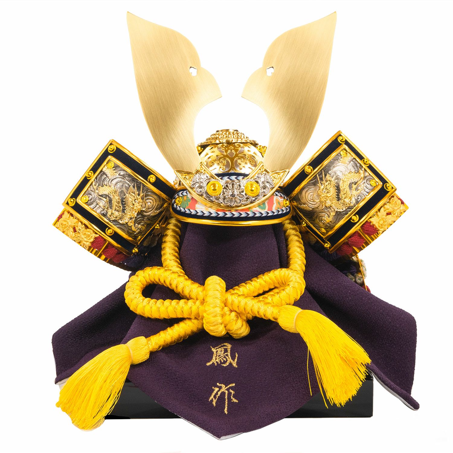 吉徳監製　鎧兜兜　玉鳳作　緋絲織之大鎧 五月人形】正絹紫段縅 兜9号衝立飾り 玉鳳作 | 雛人形（ひな人形）・五