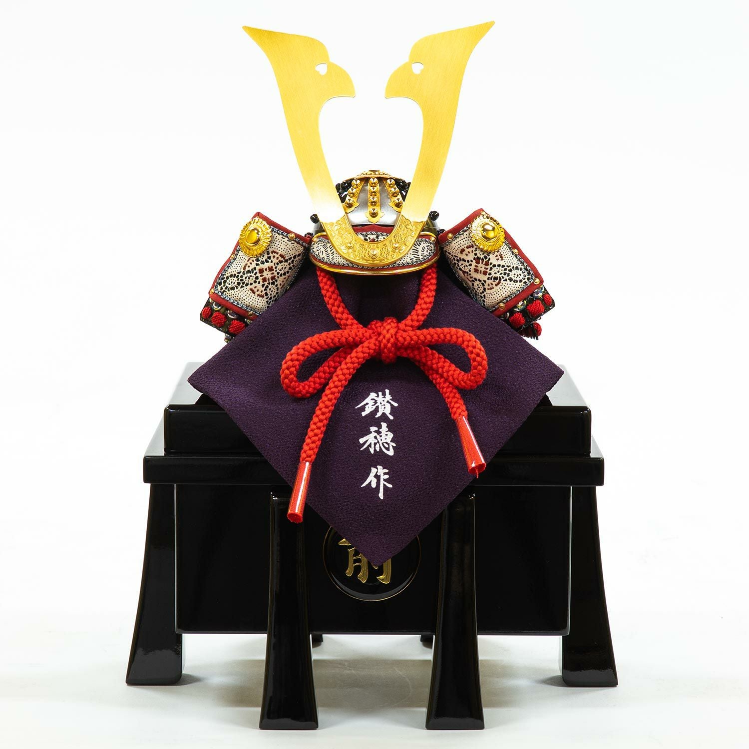 五月人形】正絹紺裾濃縅 和紙小札1/4兜床飾り 小柴鑚穂作 | 雛人形