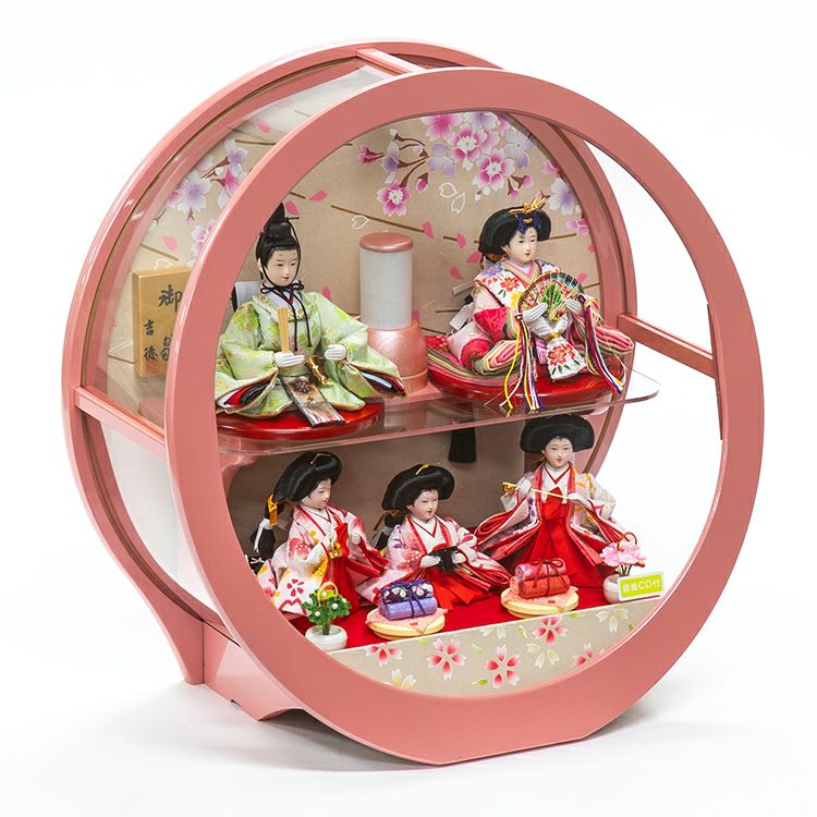 雛人形】丸型ケース入り柳親王豆官女五人飾り | 雛人形（ひな人形