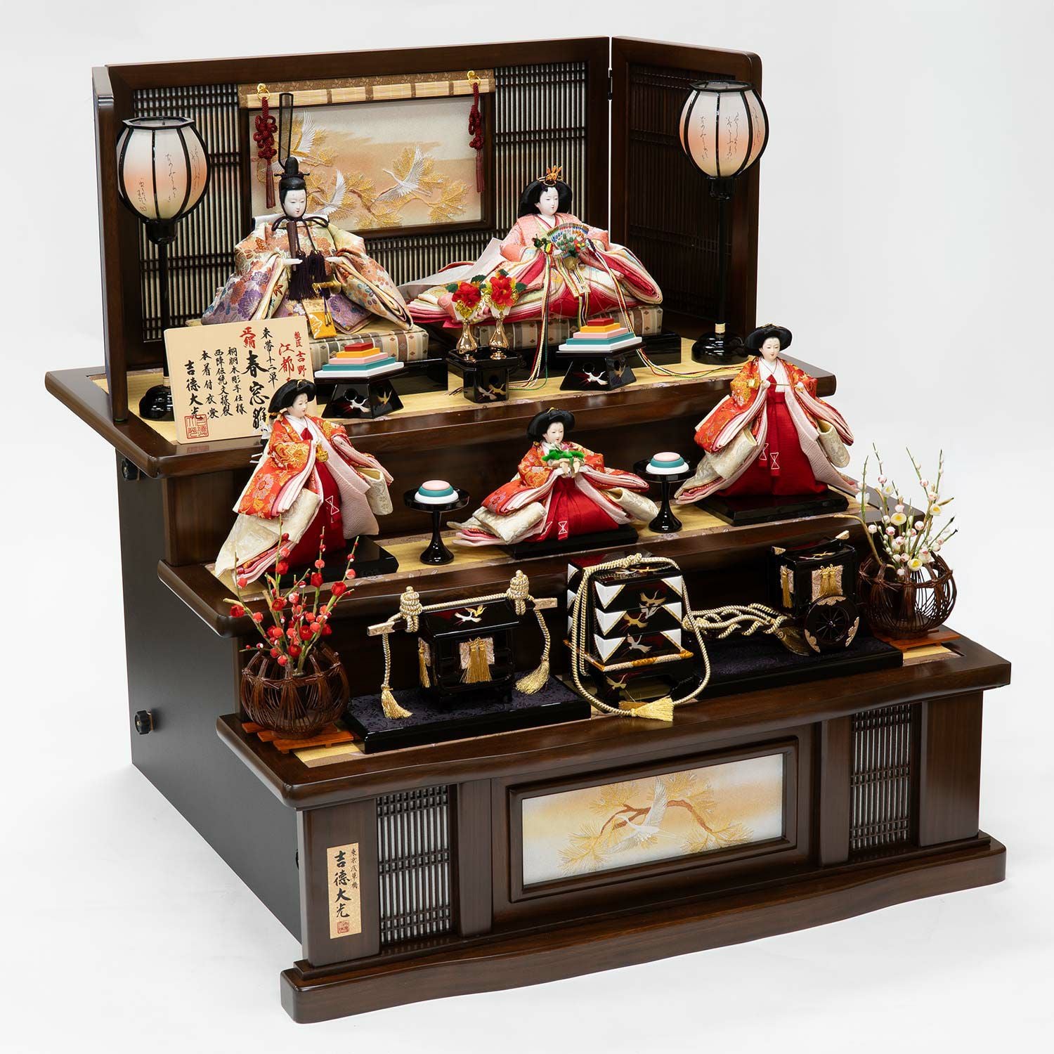 雛人形】京十番親王五寸官女五人飾り 江都みやび 春窓雛 | 雛人形